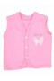 Baby Girl Butterfly Embroidered Buttoned Seasonal Combed Cotton Vest - 5