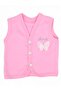 Baby Girl Butterfly Embroidered Buttoned Seasonal Combed Cotton Vest - 3