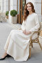 Ribbed Detailed Hijab Dress Stone Color 2207 - 2