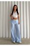 Women's Blue Striped Cotton Loose Pants - 6