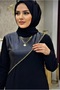 Hatun Dress Black Stylish Leather and Chain Detail - 4