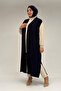 54005 Large Size Placket Pleated Wear-Out Vest - Navy Blue - 5