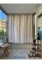 String Traction Height Adjustable Brown Cream Striped Balcony Curtain Thick Fabric - 6