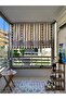 String Traction Height Adjustable Brown Cream Striped Balcony Curtain Thick Fabric - 4