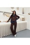 Women's Top and Bottom Set Layer Look Oversized Contrast Color Gradient Zippered Tracksuit Set - 5