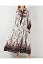 Women's Patterned Long Hijab Dress 2585 - A.Red - 6