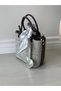 Brown-Grey Linen Women's Heart Charm Hand and Shoulder Bag - 2