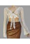 Women's Bohemian Tie-Up Openwork Ethnic Bolero Crop Blouse - 6
