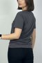 Women's 100% Cotton V-Neck Anthracite Short Sleeve T-Shirt - Heart Print - 3