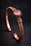 Women's Copper Bracelet Natural Rose Quartz Oval Model Stone Pure Copper Bracelet