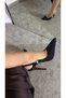 Buckle Detailed Black Matte Satin Women's Stiletto 10 cm Heel - 7