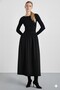 Skirt Part Poplin Fabric Top Part Viscose Maxi Length Black Dress