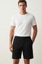 Cotton Men's Shorts Pajama Bottoms Black with Pockets Thin Compact Combed Single Jersey Flexible Comfortable Fit Elastic Anti-Sweat Lycra Home Shorts - 2