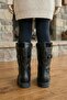 Girl's Black Long Boots |   Zippered Buckle Winter Casual Boots - 4
