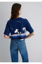 Snoopy Printed Navy Blue T-Shirt Crop / Short Cut 1613360 -70491 - 3