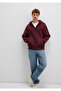 Hooded Zippered Claret Red Basic Sweatshirt 066979-70426 - 3