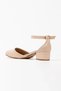 Women's Nude Faux Leather Skin Closed Back Short Thick Heeled Comfortable and Stylish Slit Belly Shoes - 3