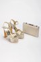 Women's Gold Cat Eye High Platform Blunt Toe Heels Comfortable and Fashionable Shoes and Bag Combination - 3
