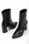 Women's Black Leather Heeled Boots&Bootie Pointed Toe - 4