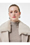 Detachable Faux Fur Collar Coat Oversized Cashmere Long Sleeve with Pockets Buttoned - 2
