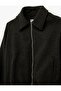 Viscose Blended Classic Collar Zippered Oversized Jacket - 5