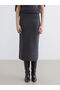 Anthracite elastic waist Corded Fabric knit skirt - 2