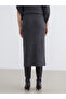 Anthracite elastic waist Corded Fabric knit skirt - 4