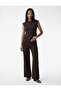 High Waist Wide Leg Pants with Applique Pocket Detail