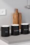 3-Piece Metal Storage Box with Metal Lid Tea Coffee Sugar Jar Storage Container Black/White - 3
