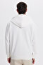 Unisex Relax Fit Comfortable Cut Cotton Fleece Inside Double Pockets Full Zipper White K Hooded Sweatshirt - 7