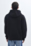 Unisex Oversize Wide Cut Cotton Soft Textured Fleece Inside Printed Black Hooded Sweatshirt - 7