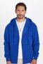 Unisex Relax Fit Relax Fit Cotton Inside Fleece Double Pocket Zip-Up Sax Blue Hooded Sweatshirt - 3