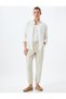 Jogger Pants Linen Blend with Drawstring Waist and Pocket Detail