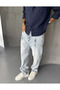 Men's Ice Blue Baggy Washed Design Jean Jeans with Stitching Detail - 4