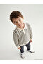 Beige Striped Boys' Sweatshirt and Sweatpants