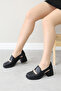Genuine Leather Women's Thick Heeled Shoes 217Za758-02