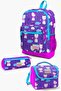 Kids Purple Pink Cat Patterned 3-Piece School Bag Set SET0123464