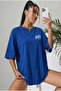 Women's Oversize Cotton T-Shirt with Front Logo and Back Print - 4