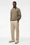 Long Sleeve Ribbed Basic Half Zip Sweatshirt