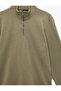 Long Sleeve Ribbed Basic Half Zip Sweatshirt - 5
