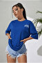 Women's Oversize Cotton T-Shirt with Front Logo and Back Print - 3