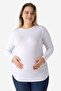 White Long Sleeve Maternity T-Shirt Cotton Stretch Fabric Soft and Stretchy Fabric - 3