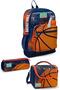 Kids Orange and Navy Basketball Patterned 3-Piece School Bag Set SET0123766