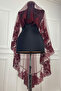 Burgundy Flock Print Bridal Veil Henna Face Veil - 2