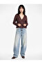 Long Sleeve V-Neck Blouse with Buttoned Tie Detail