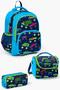 Kids Blue Navy Blue Monster Truck Patterned 3-Piece School Bag Set SET0123406