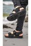 Foxter black sport anatomical stitched men's sandal