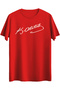 Cotton Pieces of White Atatürk Signature B Printed Red Short Sleeve T-Shirt
