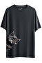 Cotton Lu Kedi Printed Smoked Short Sleeve T-Shirt