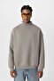 Basic oversize fisherman collar sweatshirt khaki - 2